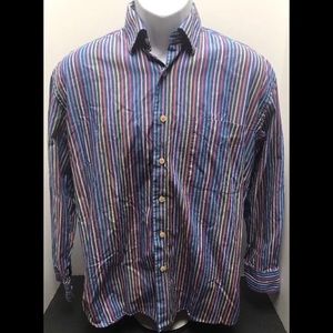 Alan Flusser Mens Shirt Medium Multi Color LS